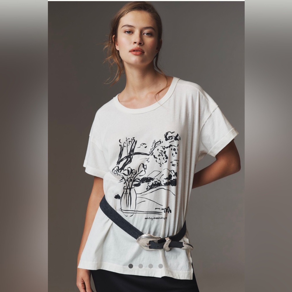 Morning views graphic tee Anthro 100% Cotton. Size M